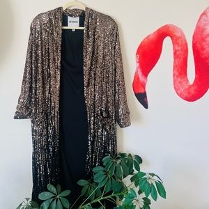 BB Dakota by Steve Madden Ombré Sequin Black and Rose Gold Duster Jacket